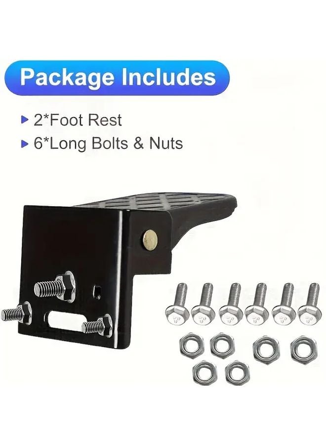 Black Universal All Terrain Vehicle Rear Passenger Foldable Foot Peg Step Plate - Image 3